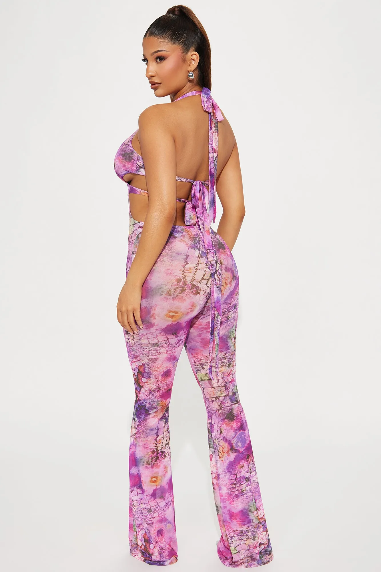 Always Blooming Mesh Jumpsuit - Purple/combo