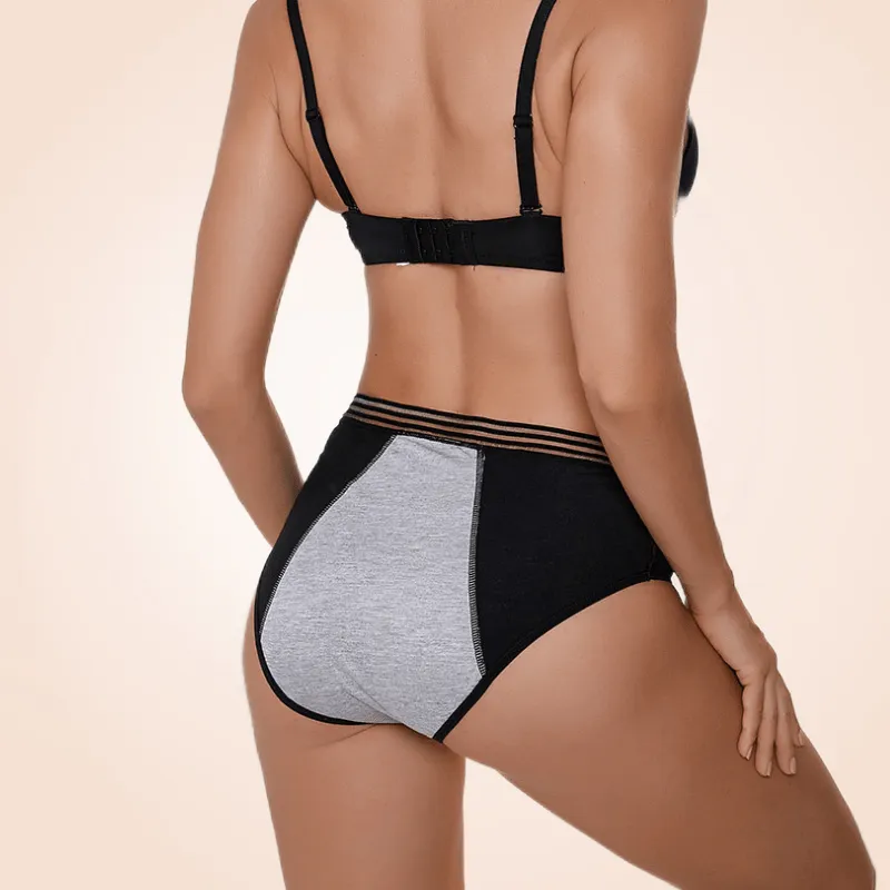 Black Cotton Mesh Line Postpartum Menstrual Panty