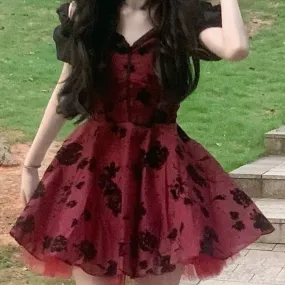 Date at the Rose-Strewn Cathedral     Goth  Dress Dark Academia Kawaii Academia Y2K Cottagecore Coquette Fairycore Dollette Princesscore