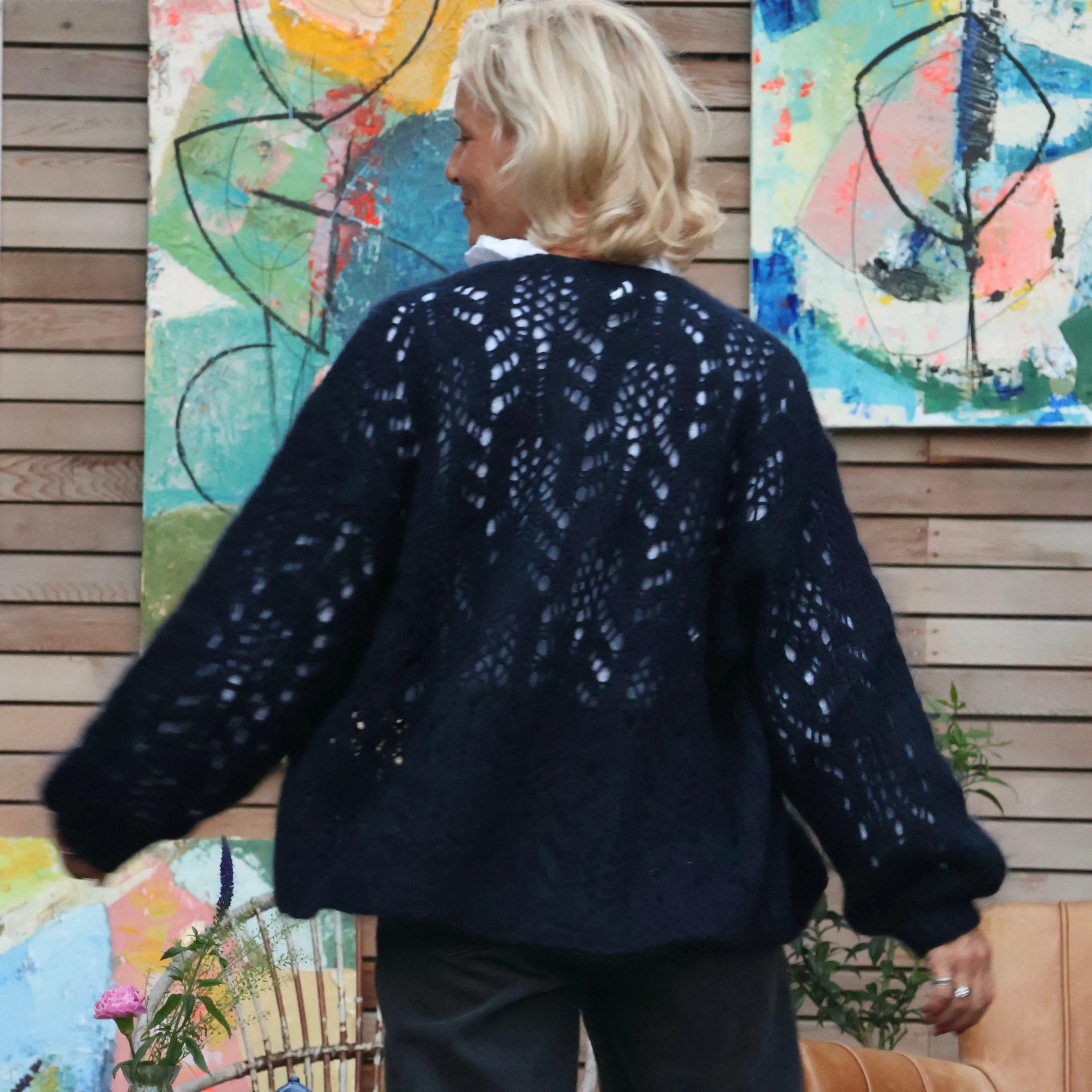 Gilet Flavie ajouré bleu marine
