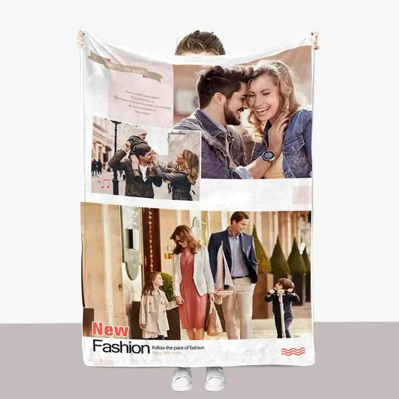 I Love You Custom Blanket Photo Collage Text Personalized Picture Throw Blanket Valentine's Day Birthday Gift