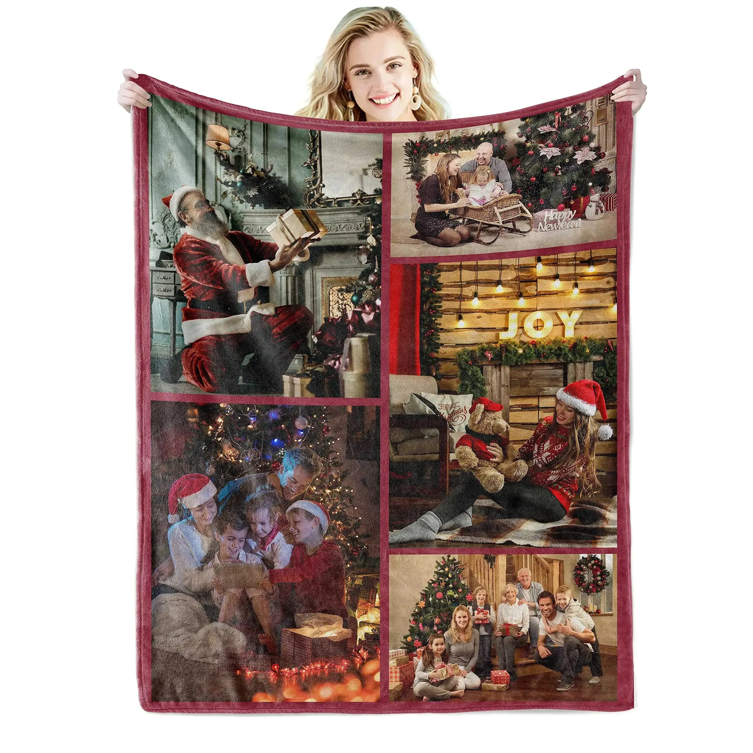 I Love You Custom Blanket Photo Collage Text Personalized Picture Throw Blanket Valentine's Day Birthday Gift