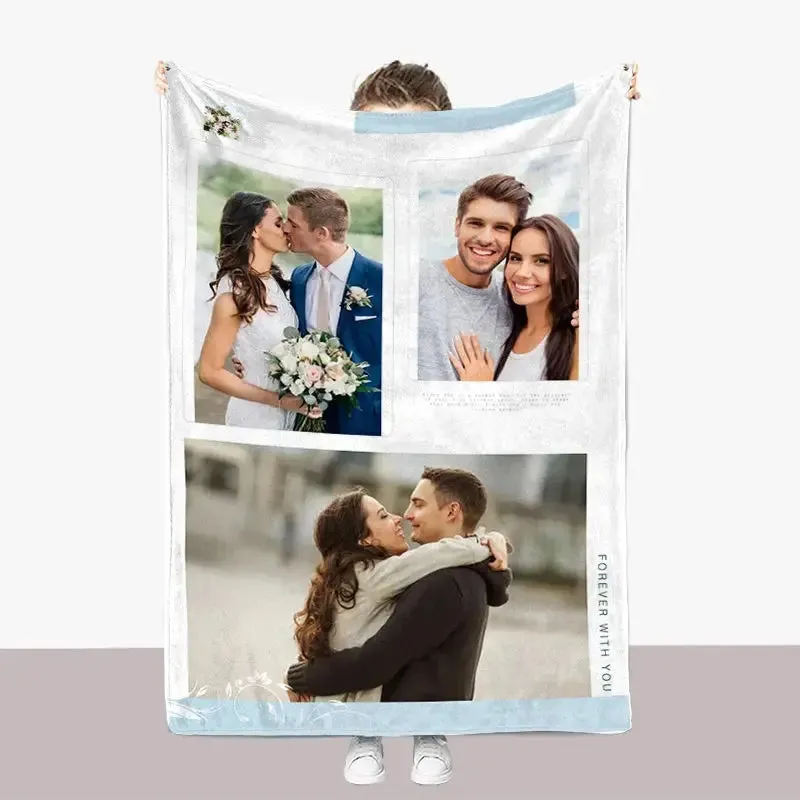 I Love You Custom Blanket Photo Collage Text Personalized Picture Throw Blanket Valentine's Day Birthday Gift