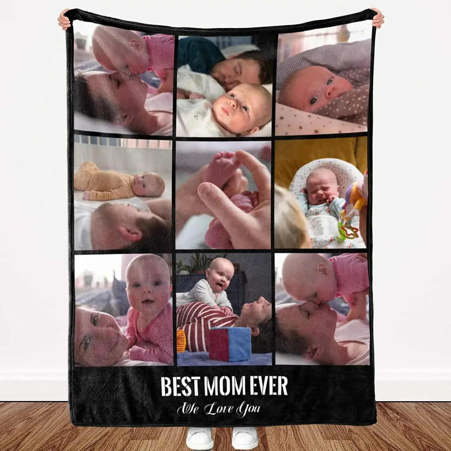 I Love You Custom Blanket Photo Collage Text Personalized Picture Throw Blanket Valentine's Day Birthday Gift
