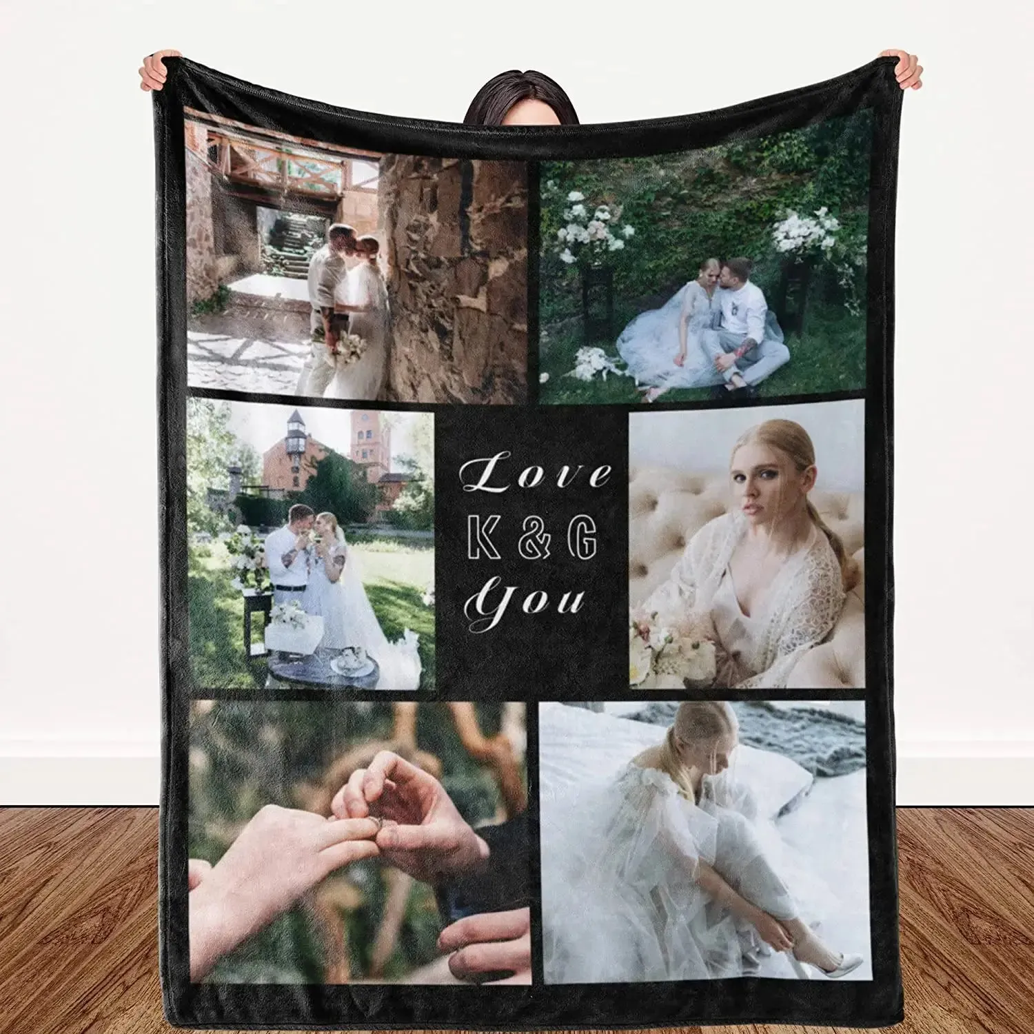 I Love You Custom Blanket Photo Collage Text Personalized Picture Throw Blanket Valentine's Day Birthday Gift