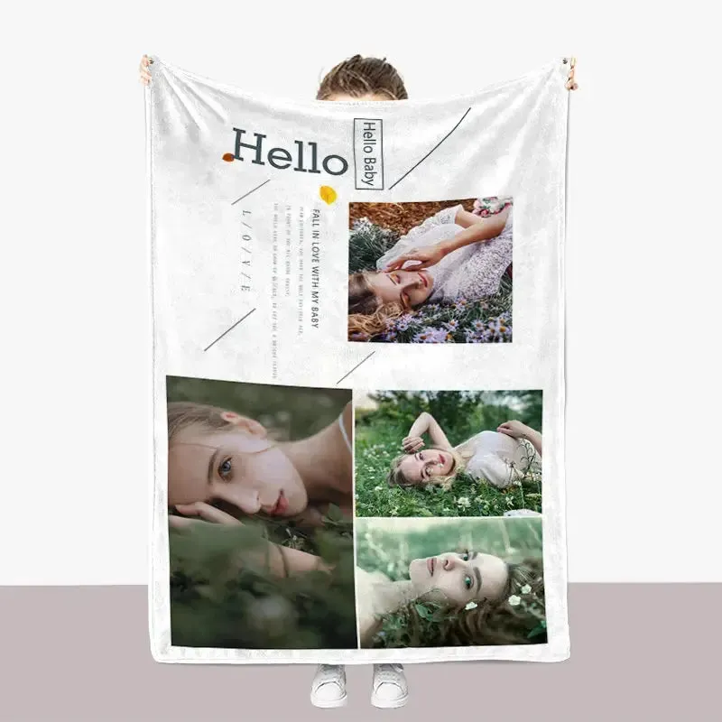 I Love You Custom Blanket Photo Collage Text Personalized Picture Throw Blanket Valentine's Day Birthday Gift