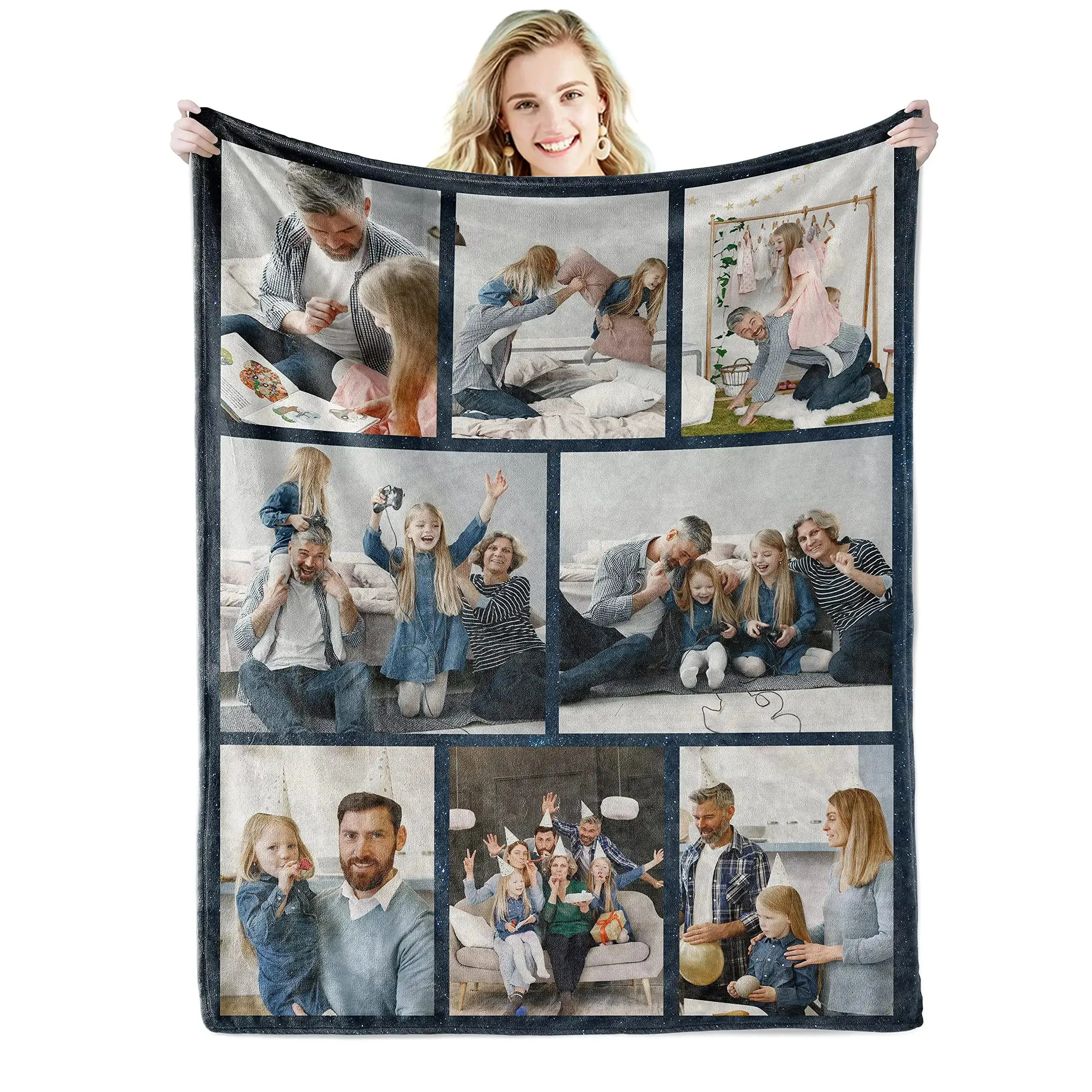 I Love You Custom Blanket Photo Collage Text Personalized Picture Throw Blanket Valentine's Day Birthday Gift