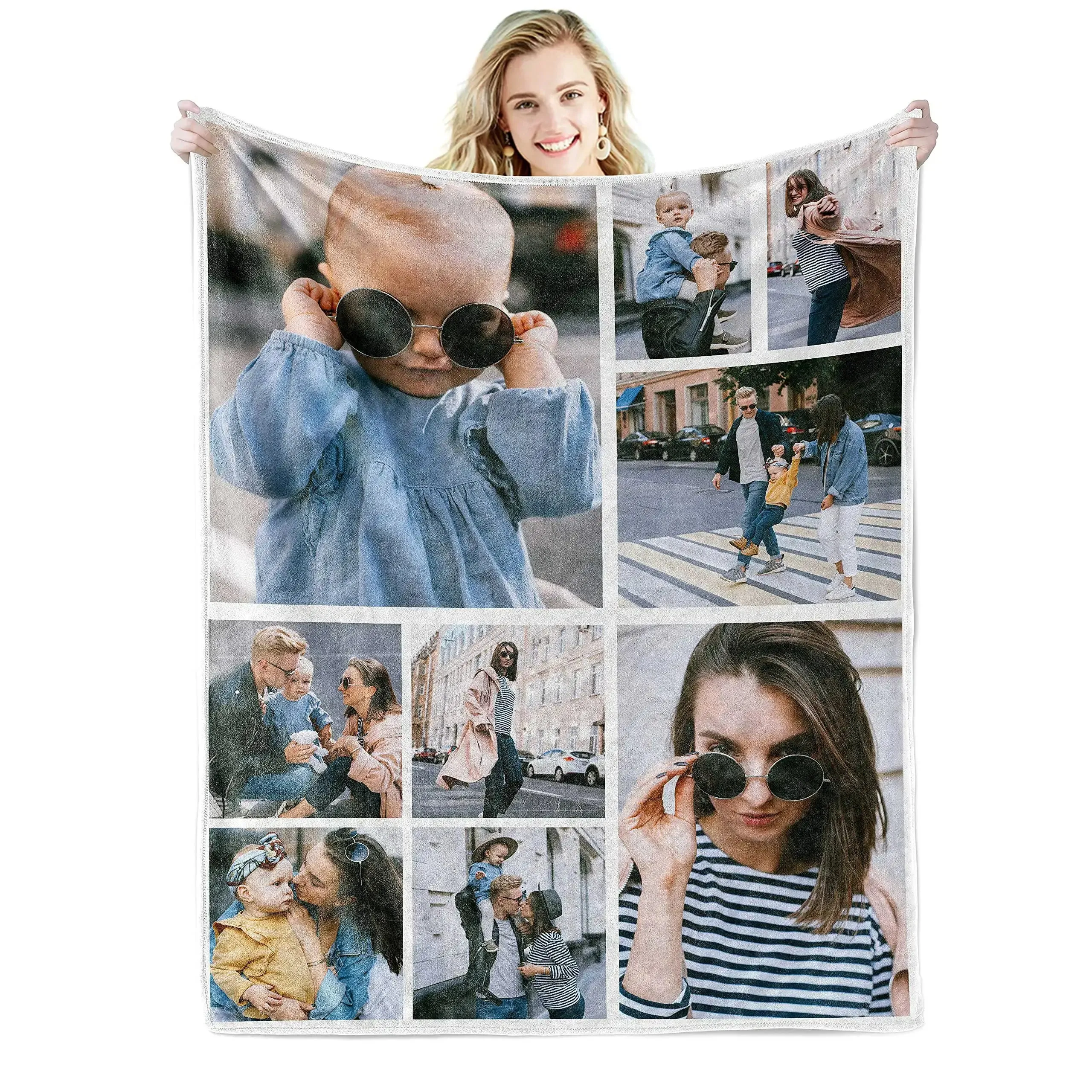 I Love You Custom Blanket Photo Collage Text Personalized Picture Throw Blanket Valentine's Day Birthday Gift