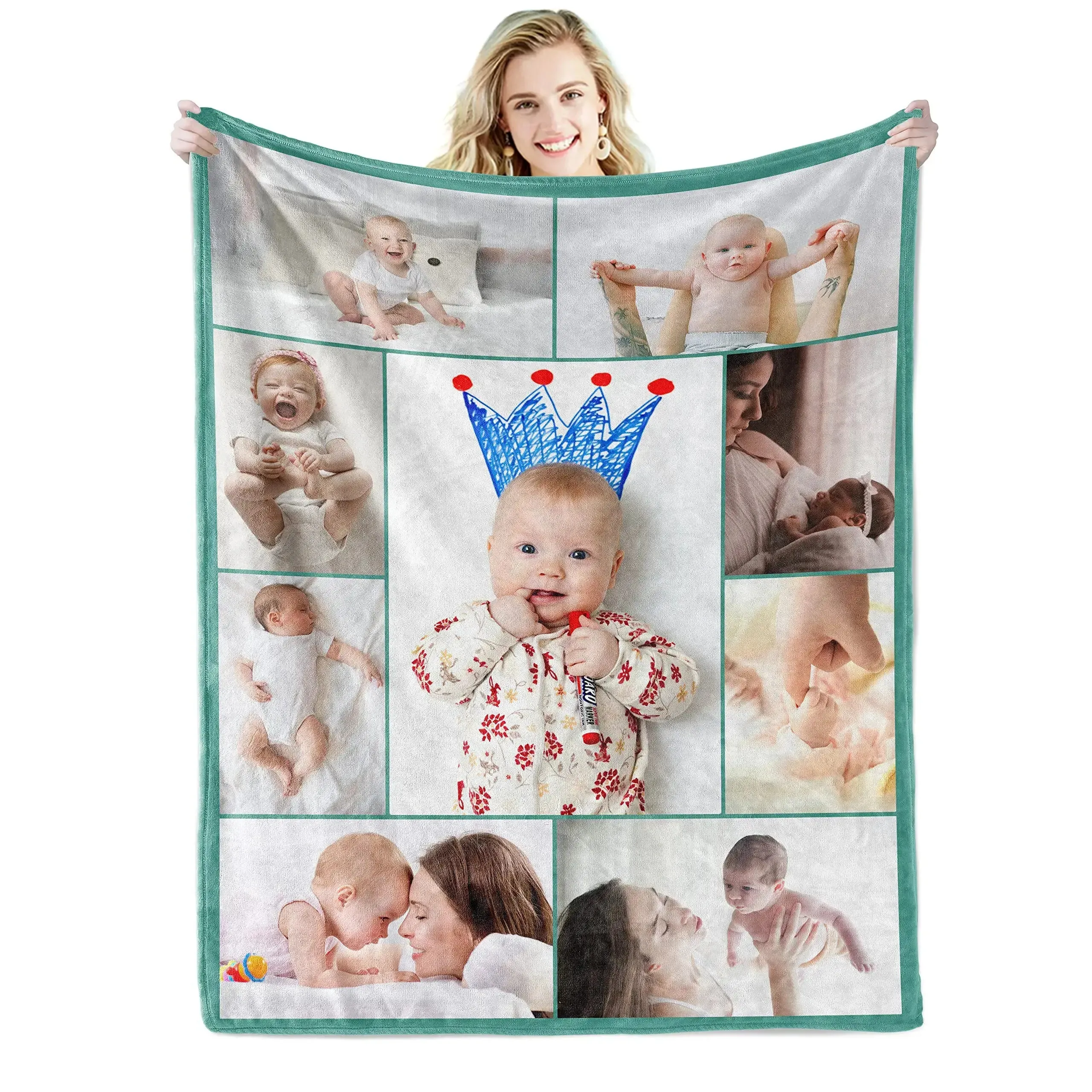 I Love You Custom Blanket Photo Collage Text Personalized Picture Throw Blanket Valentine's Day Birthday Gift