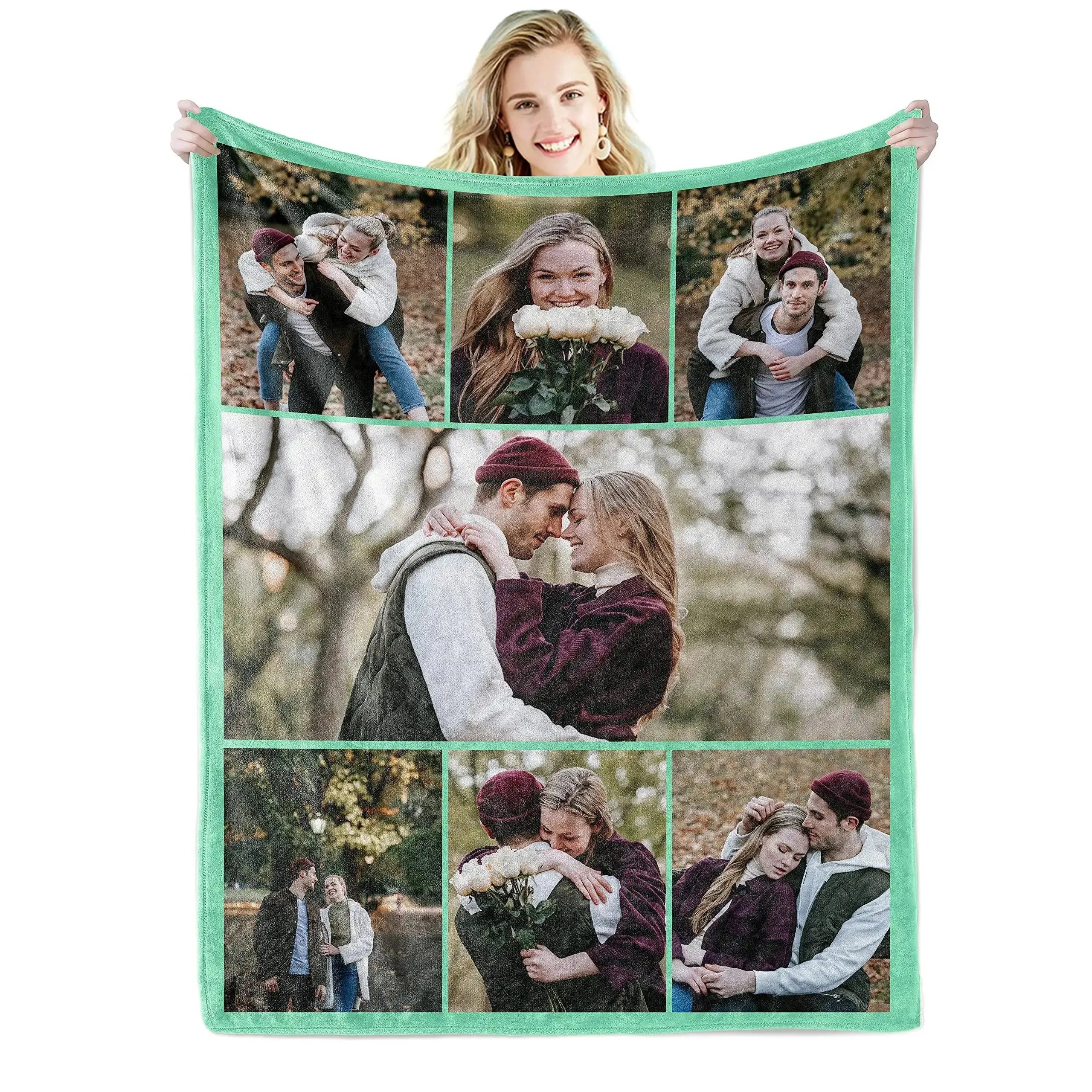 I Love You Custom Blanket Photo Collage Text Personalized Picture Throw Blanket Valentine's Day Birthday Gift