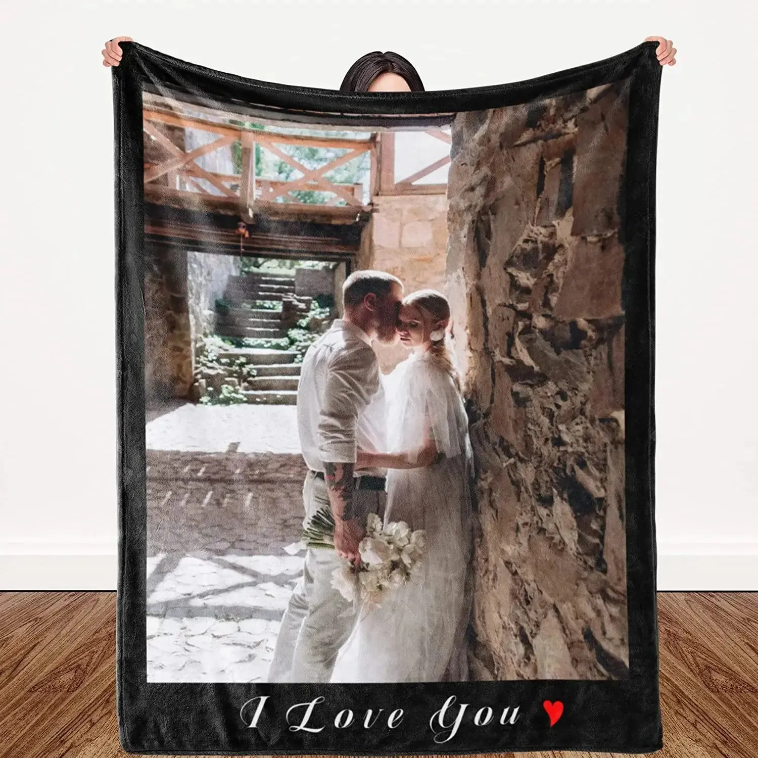 I Love You Custom Blanket Photo Collage Text Personalized Picture Throw Blanket Valentine's Day Birthday Gift