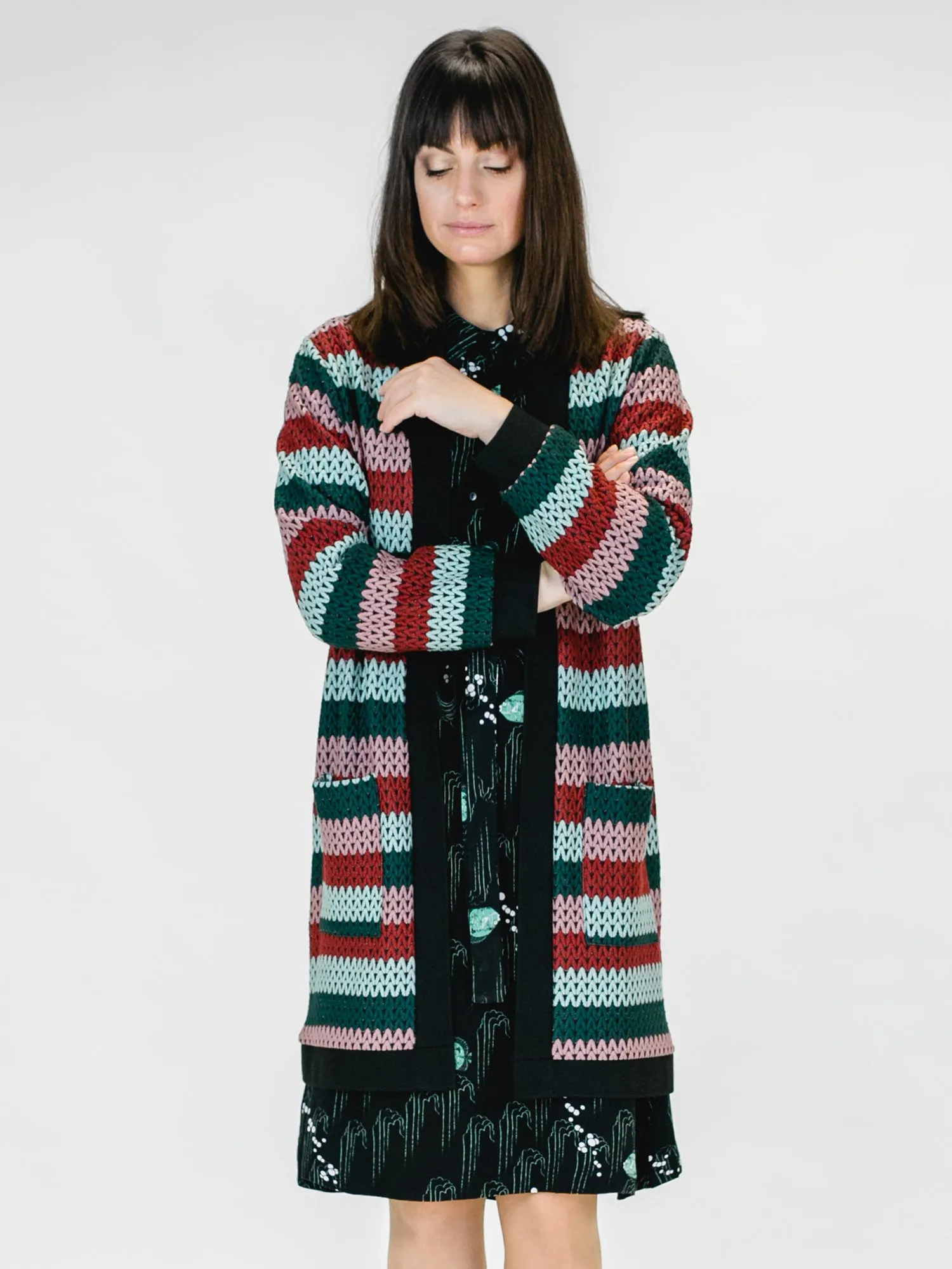 Lang vest met zakken | Mademoiselle YéYé happy place cardigan stripes multicolour