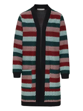 Lang vest met zakken | Mademoiselle YéYé happy place cardigan stripes multicolour
