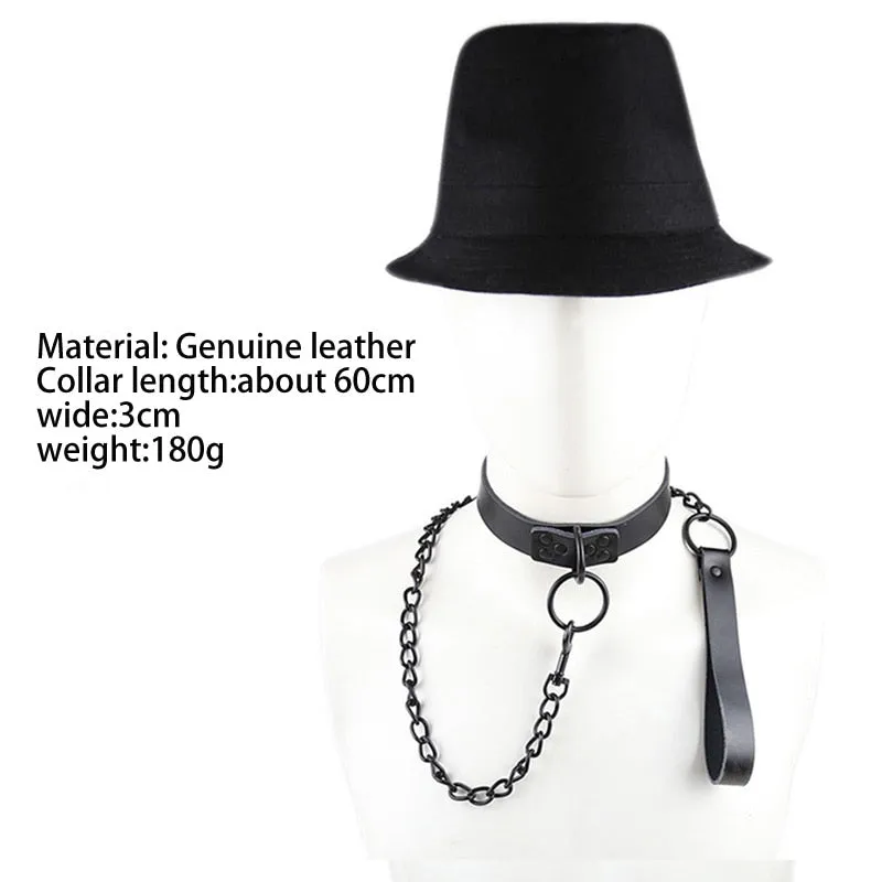 Sexy Genuine Leather Sex Necklace