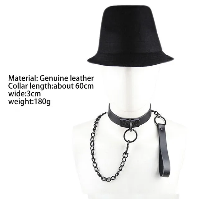Sexy Genuine Leather Sex Necklace