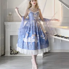 The Aqua Sea Swans       Dress Mermaidcore Kawaii Academia Y2K Cottagecore Coquette Fairycore Dollette Princesscore