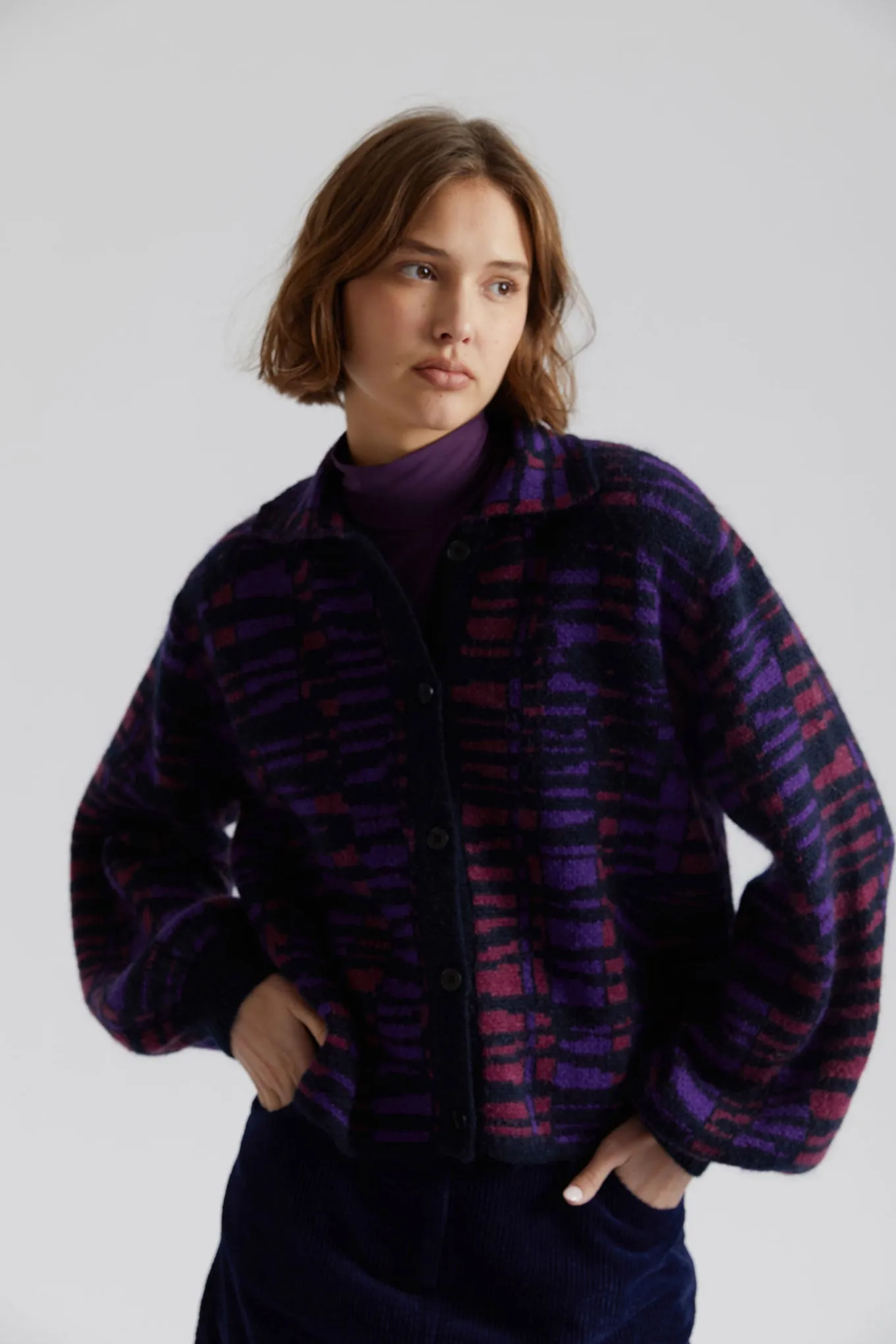Trixie Recycled Nylon Cardigan Deep Mauve