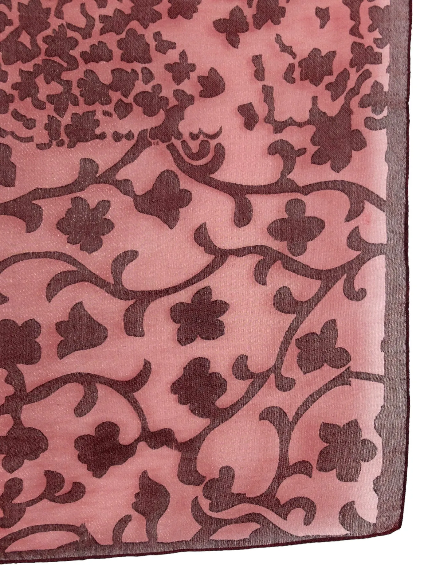 Vintage 90s Y2K Soft Grunge Maroon Burgundy Floral Patterned Metallic Square Bandana Neck Tie Scarf